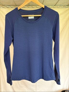 Columbia Navy and Light Blue Striped Long-Sleeve Performance Tee